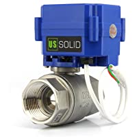 U.S. Solid 1&quot- Válvula Motorizada 9-24V AC-DC 2 Vias acero inoxidable Válvula de bola electrica- 2 Cables- Regreso…